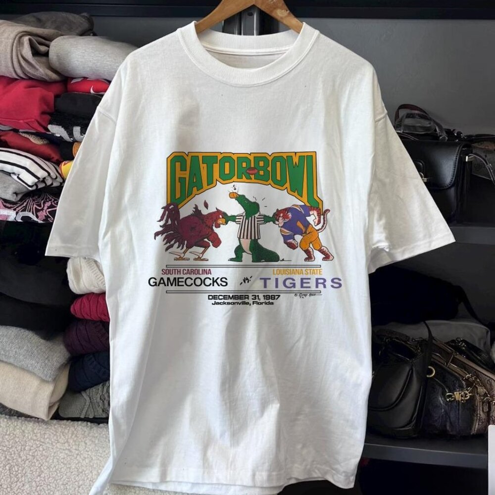 vintage Gator Bowl University of South Carolina Gamecocks tigers 1987 shirt